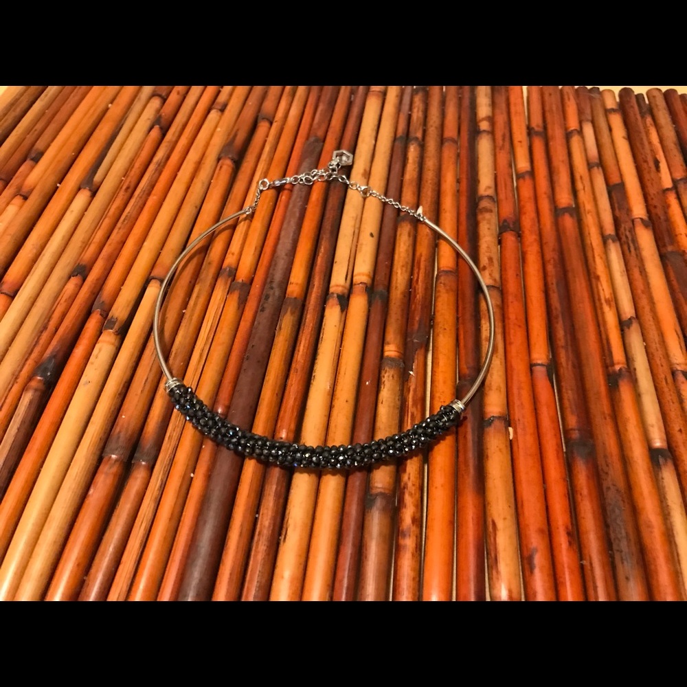 Pretty Silver Hardware with Blue Stone Sparkle Choker Necklace